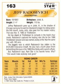 1991 Jockey Star Jockeys #163 Jeff Radosevich Back